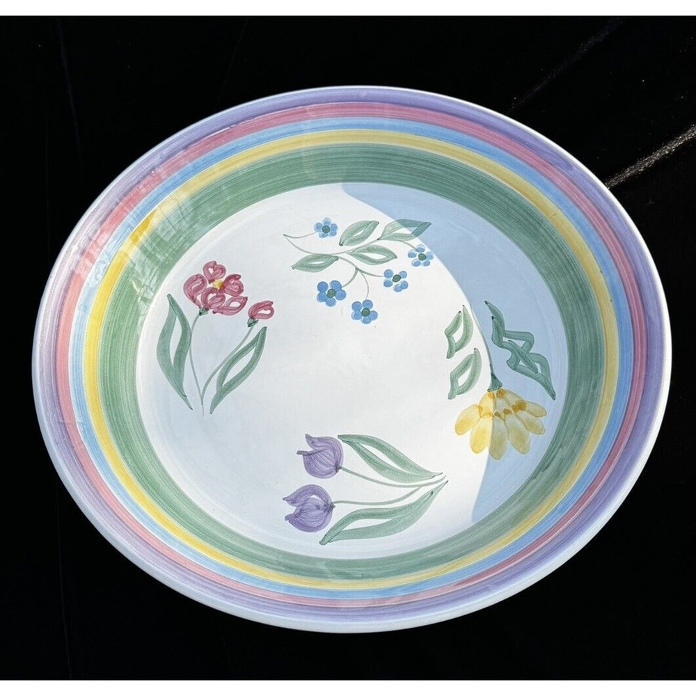 Vintage Caleca 16" Meadow Serving Platter Hand Painted Italy Easter Spring